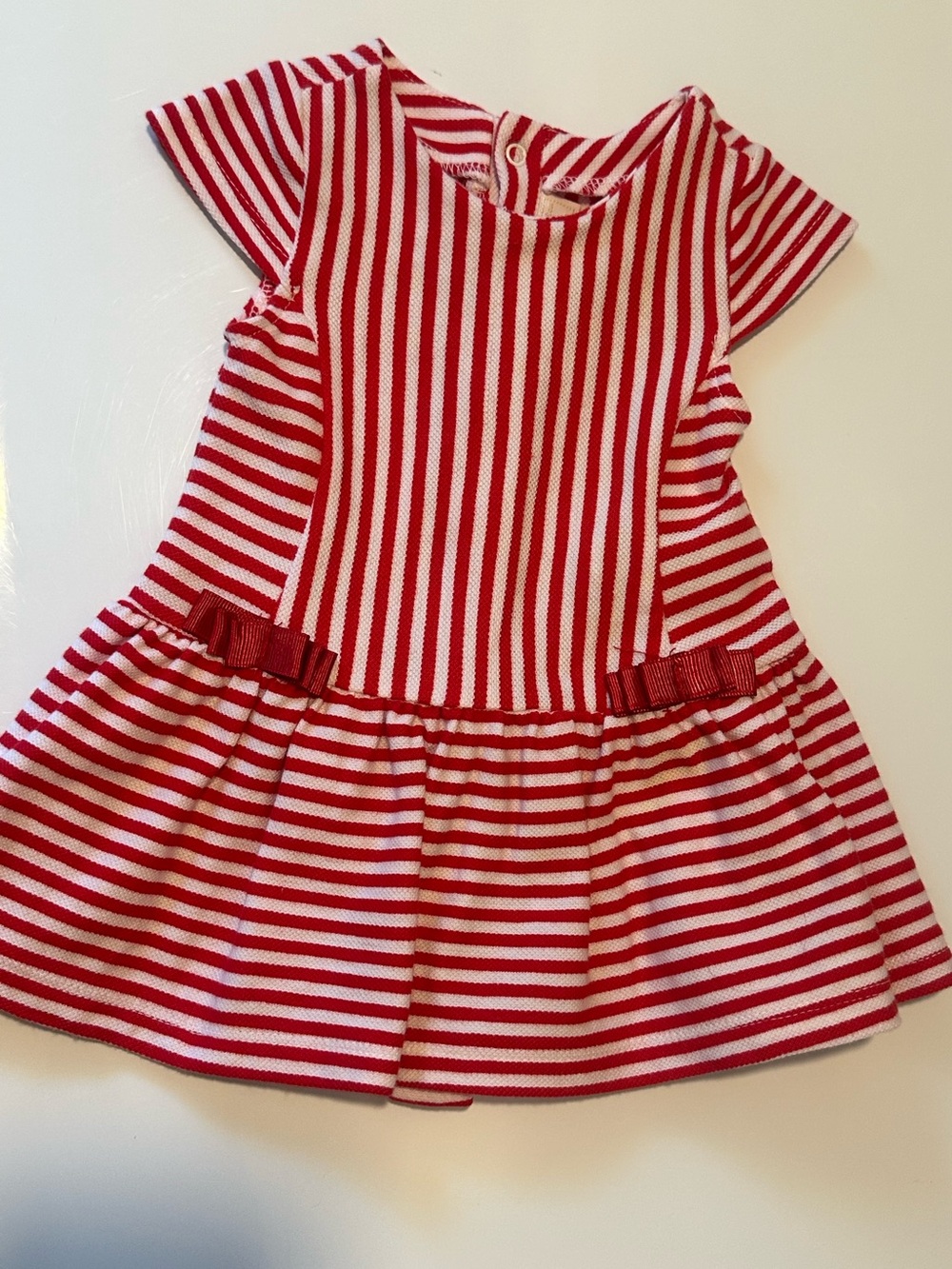Mayoral Baby Girl Red & White Striped Dress Bow Detail